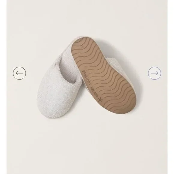Barefoot Dreams CozyChic Unisex Slipper in Heathered Stone / White - Picture 3 of 6
